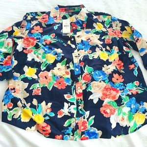 NWT Ralph Lauren floral button up 😍 Women's size 1x